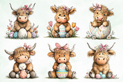 Whimsical Easter Highland Cow Clipar, an Illustration by Creative Art (Thumbnail 7 of 8)