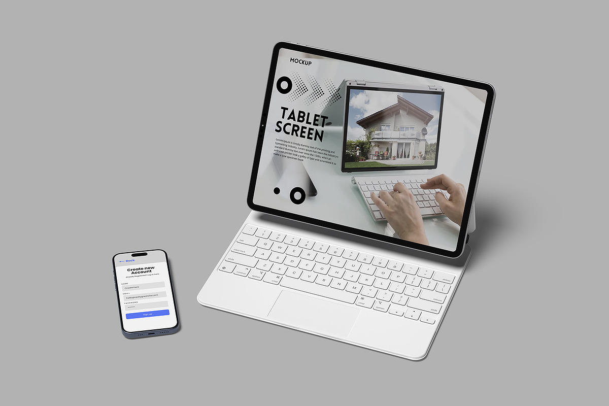 Tablet & Phone Screen Mockup, a Device Mockup by lamorastudio (Photo 2 of 11)