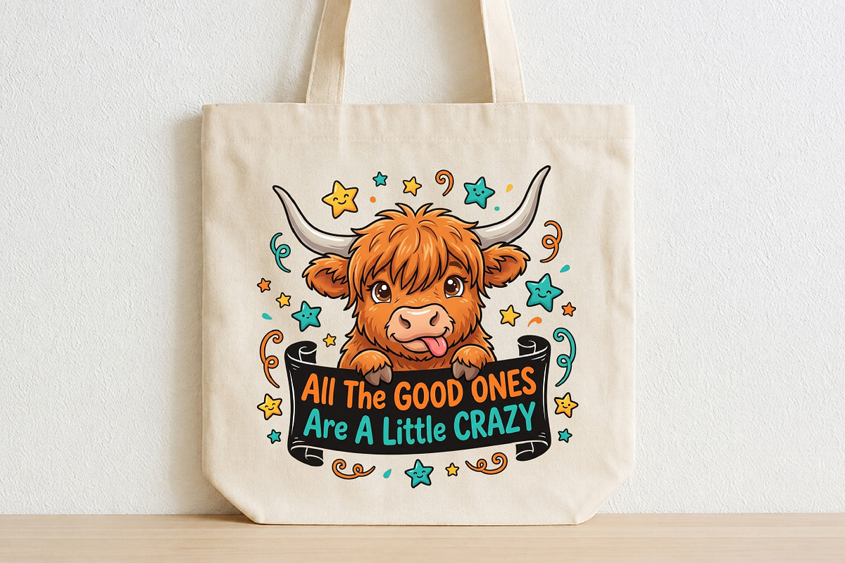 Funny Crazy Highland Cow Sarcastic, a Seasonal Illustration by CraftArtStudio (Photo 2 of 4)