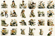 Daisy Flowers Cottagecore Girl Set, an Illustration by DreamCafeArt (Thumbnail 2 of 6)