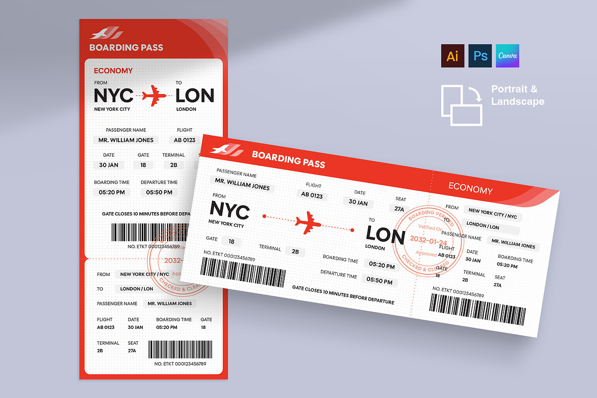Boarding Pass Template, a Card Template by BrandPacks (Photo 4 of 4)