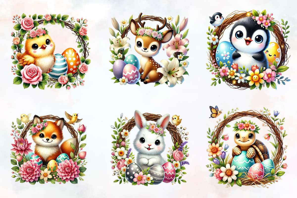 Easter animals wreath sublimation, an Illustration by RobertsArt (Photo 3 of 7)