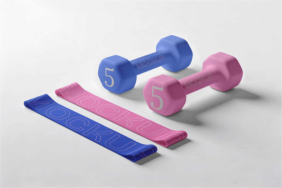 Fitness Equipment Set Mockup, a Product Mockup by Pitchlook.Studio (Photo 2 of 4)