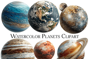 Watercolor Planets Clipart, an Object Graphic by ArtisticTimberStudio (Thumbnail 1 of 2)