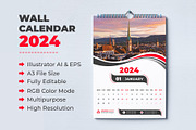Wall Calendar 2024, a Stationery Template by pixelcreatx (Thumbnail 1 of 7)