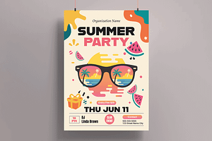 Summer Party Poster Template, a Flyer Template by MightyDesign