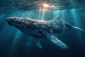 Majestic Humpback Whale Underwater S, a Photo by Pixeness Studio