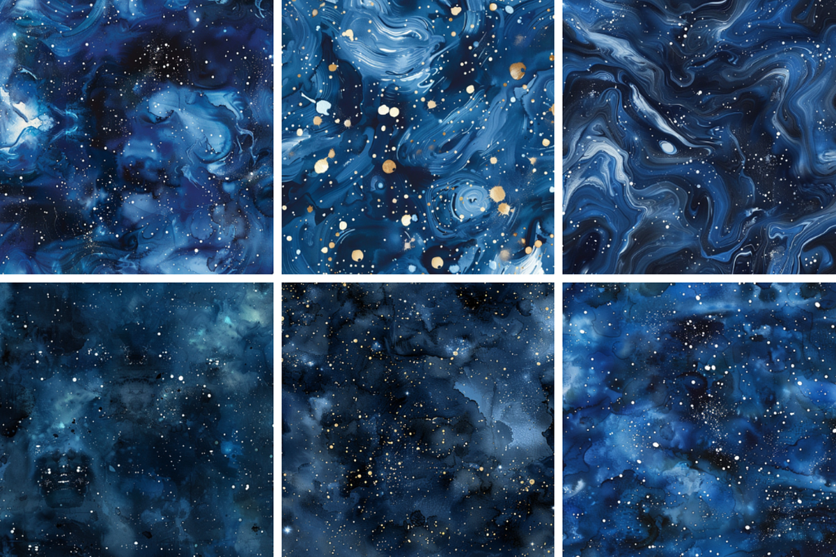 Navy Painted Galaxy Seamless Pattern, a Pattern Graphic by PrintablesByFranklyn (Photo 2 of 4)
