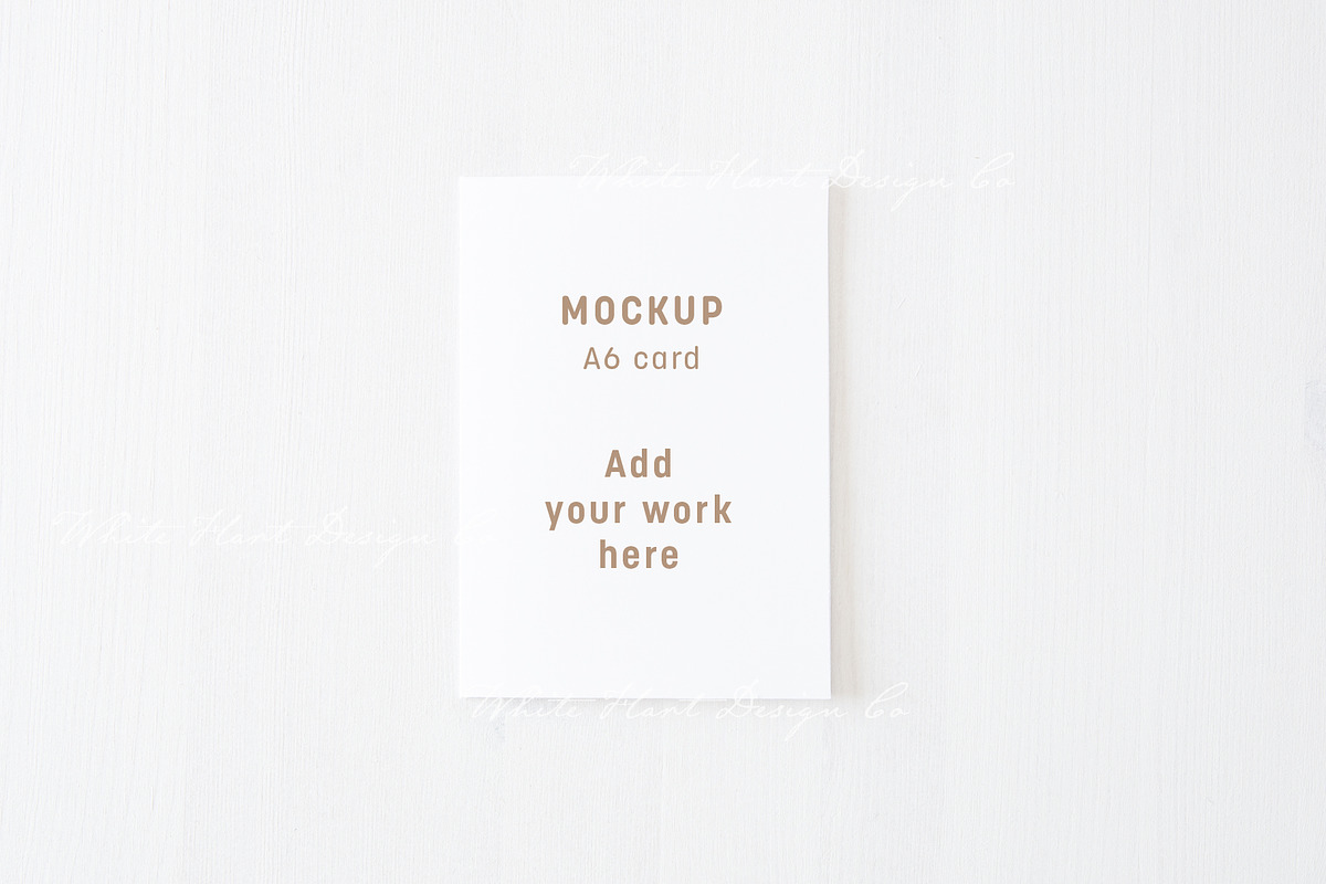 A6 minimal portrait card mockup, a Print Template by White Hart Co.