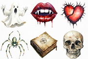 Watercolor Halloween Clipart Bundle, an Illustration by Craft Nest (Thumbnail 5 of 6)