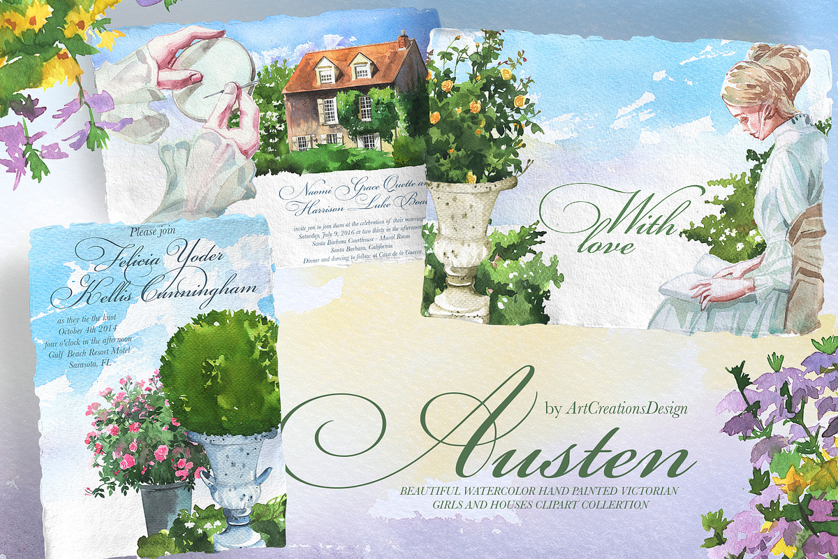 Watercolor Austen Clipart Set, a Person Illustration by ArtCreationsDesign (Photo 20 of 22)