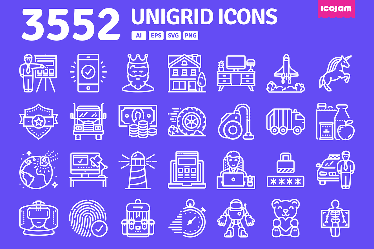 3552 Unigrid icons, an Outline Icon by Icojam store (Photo 1 of 14)