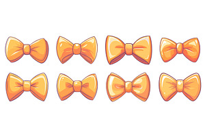 Cute Yellow Bow Tie Cartoon Set on, an Object Illustration by LadadikArt