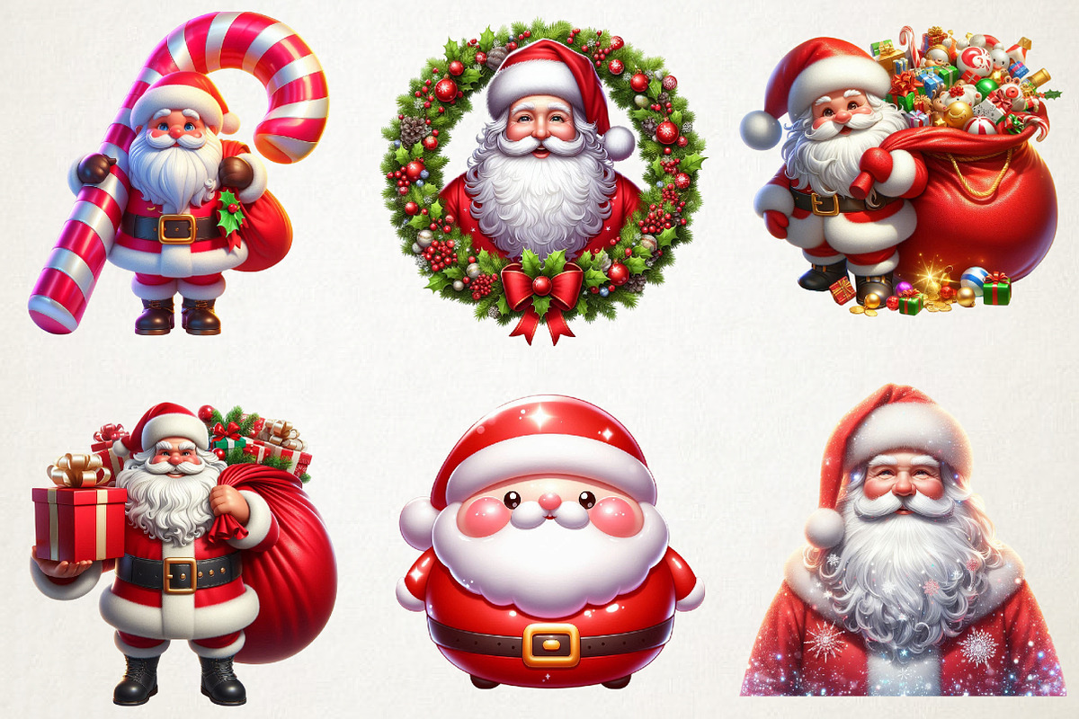 Cute Santa & Holiday Elements Clipar, an Illustration by RobertsArt (Photo 4 of 7)