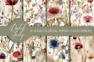 Seamless Field Flower Patterns