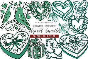 Whimsical Valentine Clipart, an Illustration by DreamArtGraphic