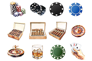 Watercolor Casino Clipart, a Decorative Illustration by stickermadness (Thumbnail 3 of 4)