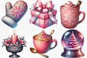 Silver Pink Christmas Clipart, an Illustration by Canvas Craft (Thumbnail 2 of 7)