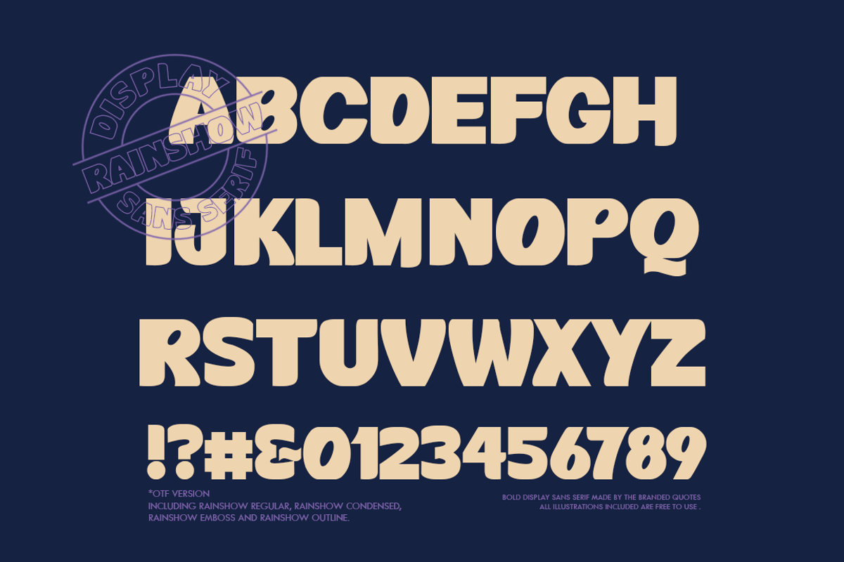 Rainshow Display Sans +Illustrations, a Sans Serif Font by The Branded Quotes (Photo 5 of 6)