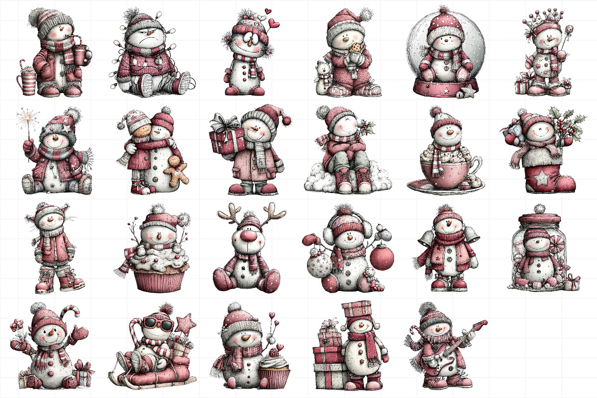 Whimsical Christmas Snowman Clipart, an Illustration by Daily.Designs (Photo 5 of 5)