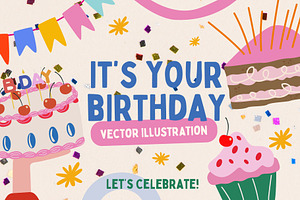 It's your Birthday bundle, a Food Illustration by Luamor