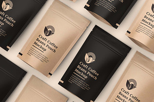 Craft Paper Coffee Pouch Bag Mockup