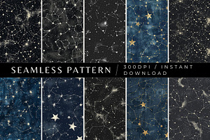 10 Midnight Skies Seamless Patterns