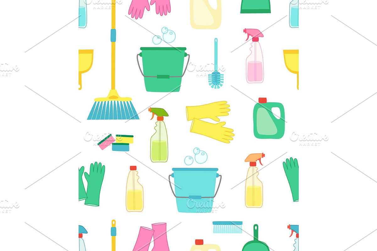 Cute vivid spring cleaning seamless background, a Texture Graphic by C ...