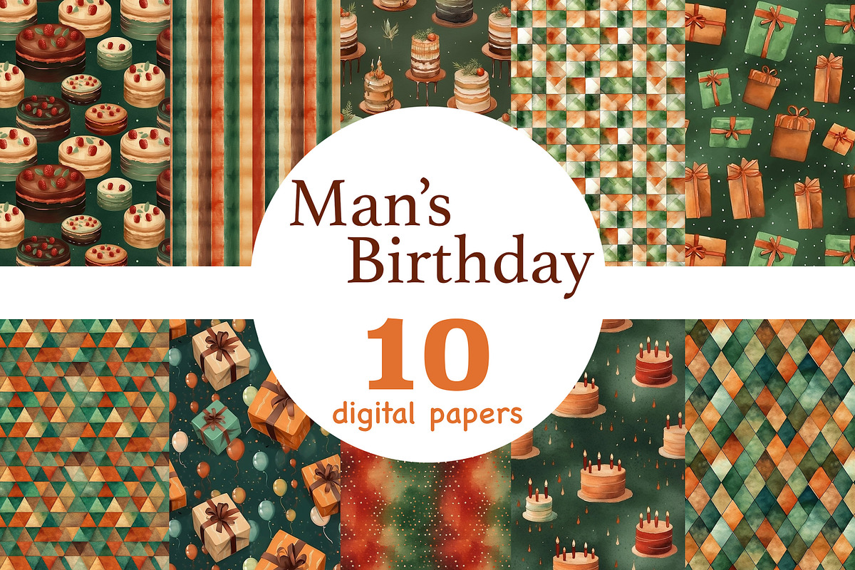 Mans Birthday Seamless Pattern, a Pattern Graphic by GlamArtZhanna (Photo 1 of 3)
