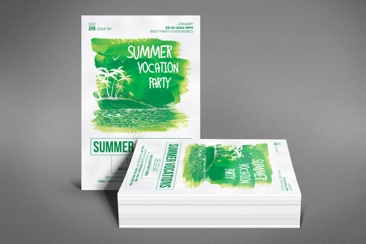 Summer Vocation Party Flyer, a Flyer Template by Graphic Templates