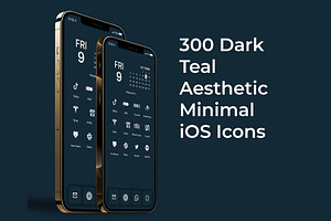 300 Dark Teal Minimal iOS Icon Pack