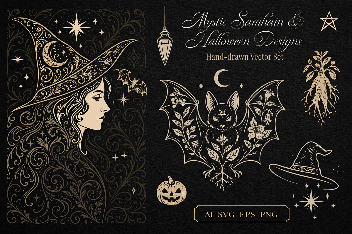 Mystic Samhain & Halloween Designs, a Seasonal Illustration by Christine Krahl (Photo 1 of 7)
