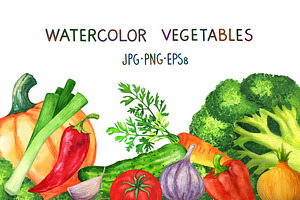 Watercolor set of vegetables