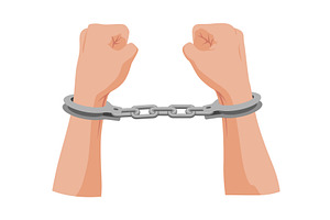 Two wrists bound in handcuffs