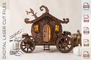 Halloween Pumpkin Carriage Laser Cut, an Object Graphic by WoodoraCut (Thumbnail 7 of 8)