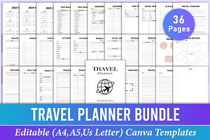 Editable Travel Planner Bundle Canva