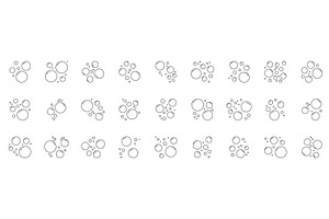 Soap Bubbles Line Icon Set, an Object Illustration by Vector Creator