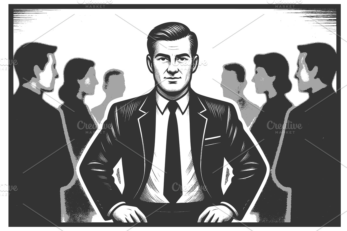 Confident leader standing out among, a Person Illustration by AlexArt