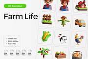 Farm Life 3D Icon Set, an Object 3D Model by Eklip Studio (Thumbnail 1 of 3)