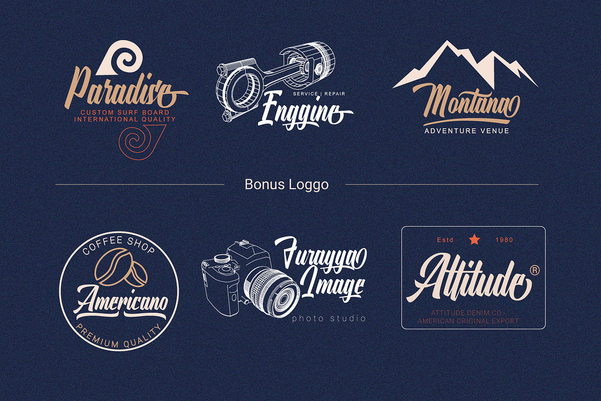 Onthel - Logotype brush font, a Script Font by Ridha-38.lineart (Photo 3 of 12)