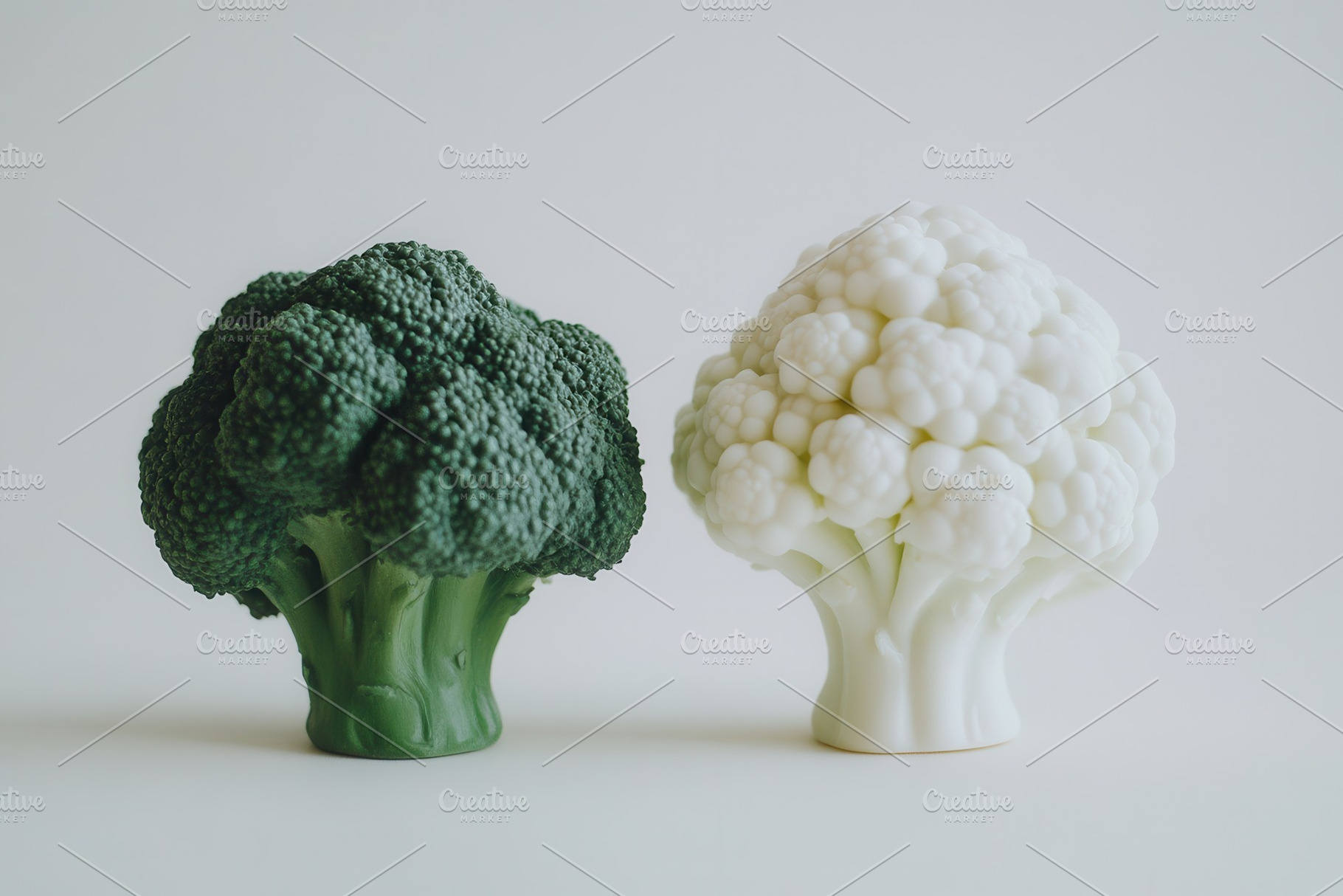 Green broccoli and white cauliflower, a Photo by Pavel_design