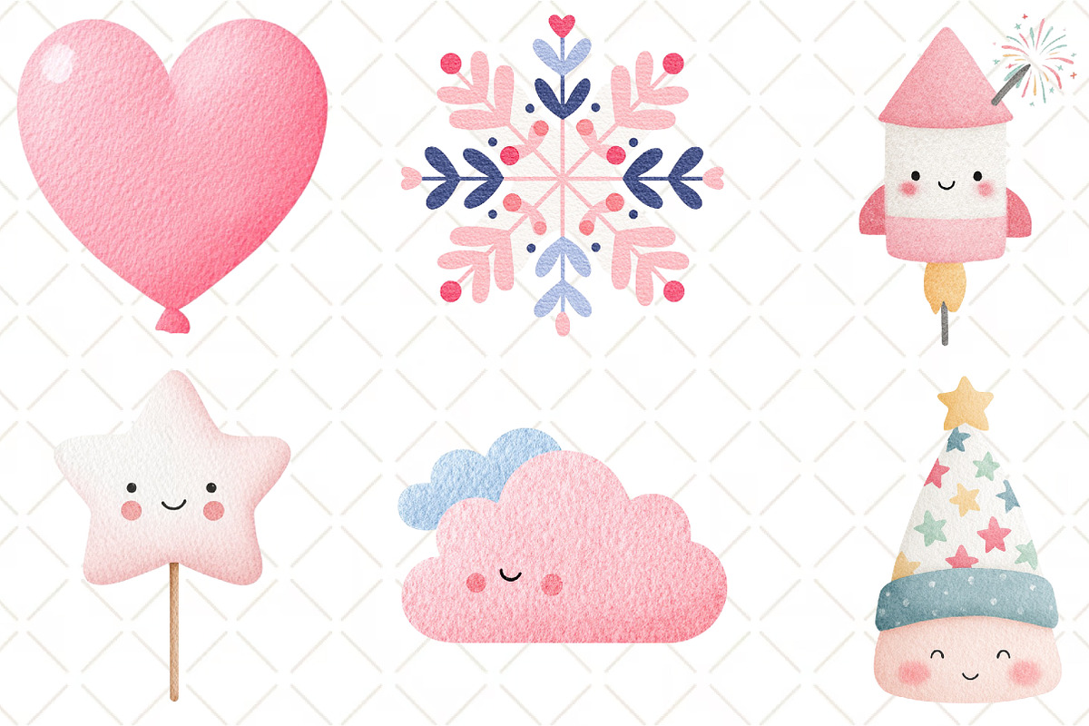 Cute New Year Clip Art, an Illustration by Black Bird Studio (Photo 2 of 6)