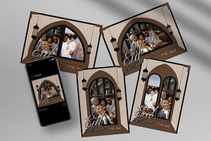 Brown Art Deco Eid al-Adha Greeting, a Card Template by graphicook