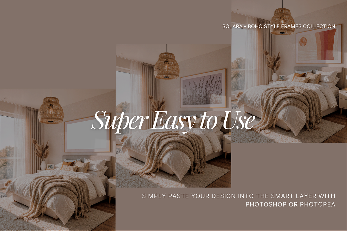 SOLARA Boho Frame Mockup (11 PSD), a Mockup by vikes.art (Photo 4 of 8)