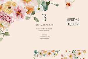 Spring Summer Peach Watercolor Set