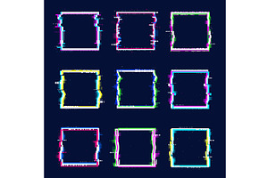 Glitch banner square frames, a Technology Illustration by Vector Tradition