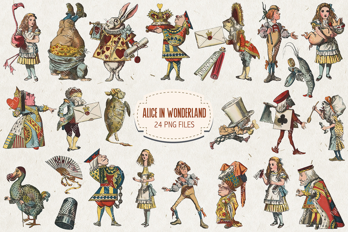 Vintage Alice in Wonderland Clip Art, a Person Illustration by Patterns for Dessert (Photo 1 of 6)
