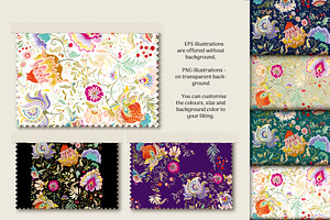 Floral Wonders 4 Seamless Patterns