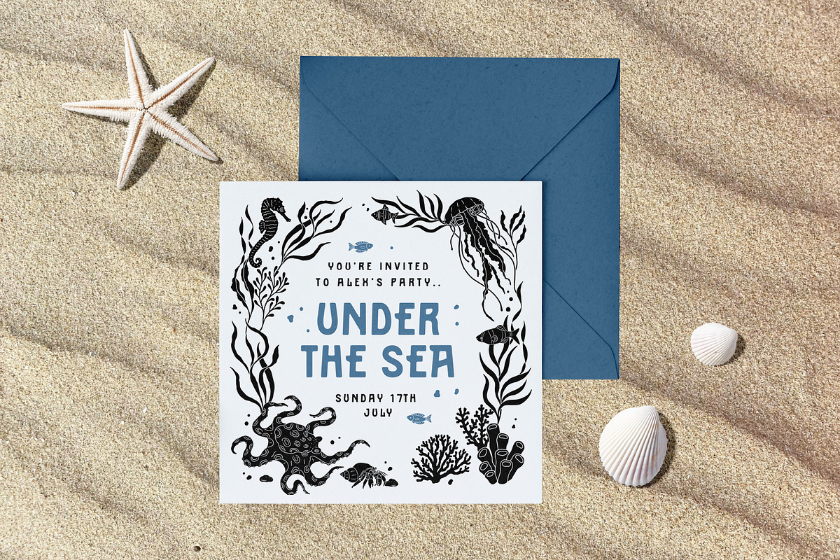 Sealife Silhouettes Illustration Set, an Animal Illustration by rouxsupplyco (Photo 7 of 16)