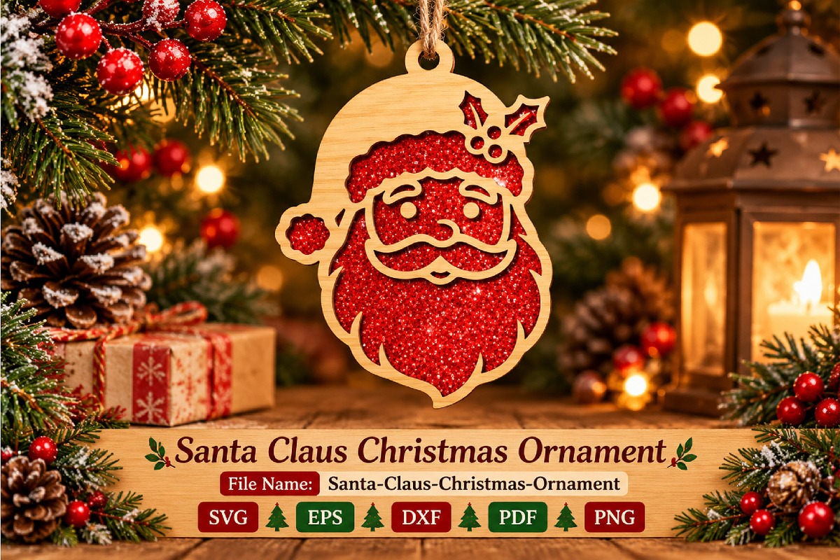 Santa Claus Ornament Laser Cut SVG, an Object Graphic by DreamCafeArt (Photo 1 of 3)